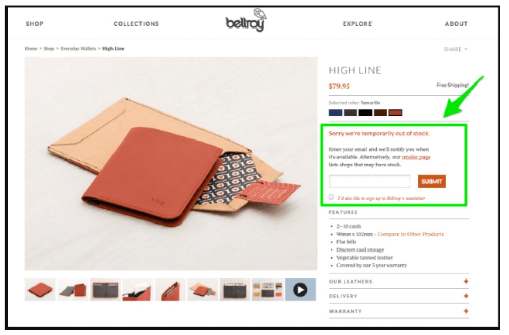 thương hiệu túi Bellroy đưa sản phẩm lên cửa hàng trực tuyến, nhưng để chữ 