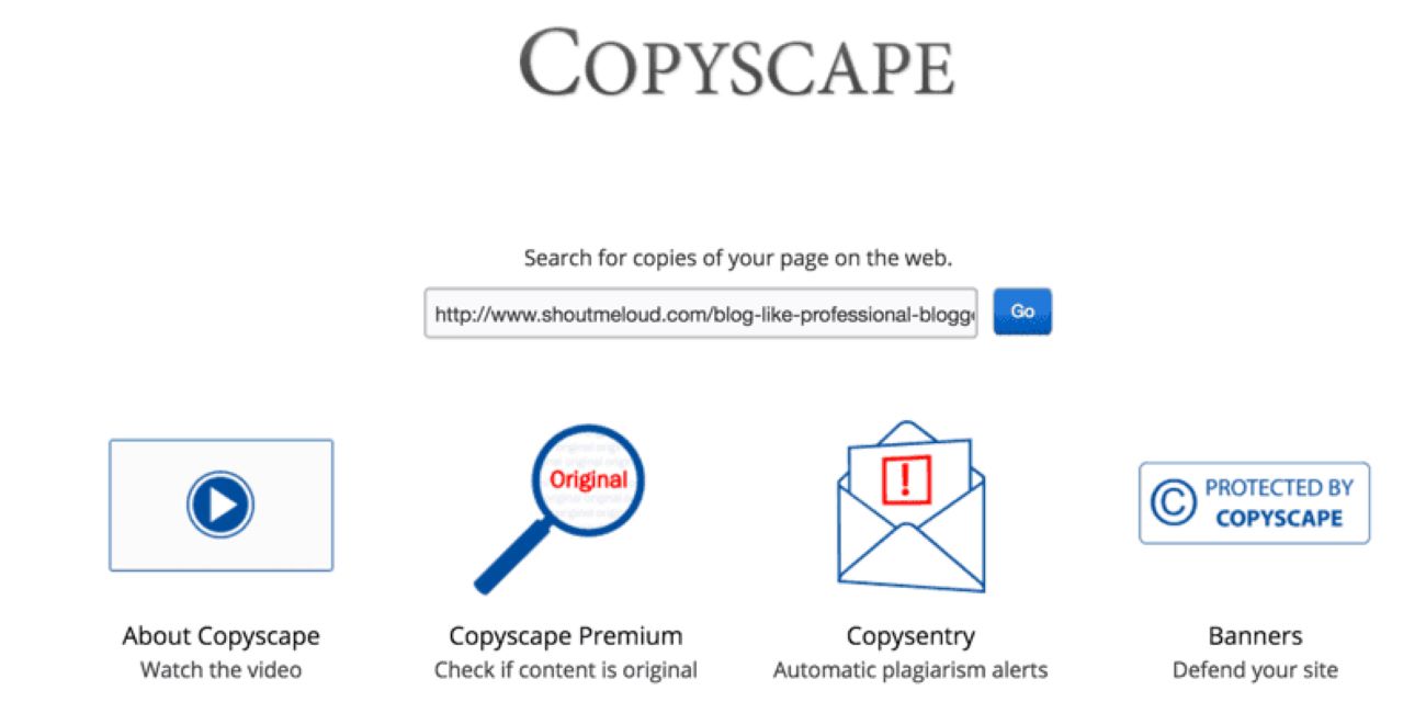 phần mềm chống đạo văn-Copyscape sẽ giúp bạn kiểm tra xem có trang nào đang 