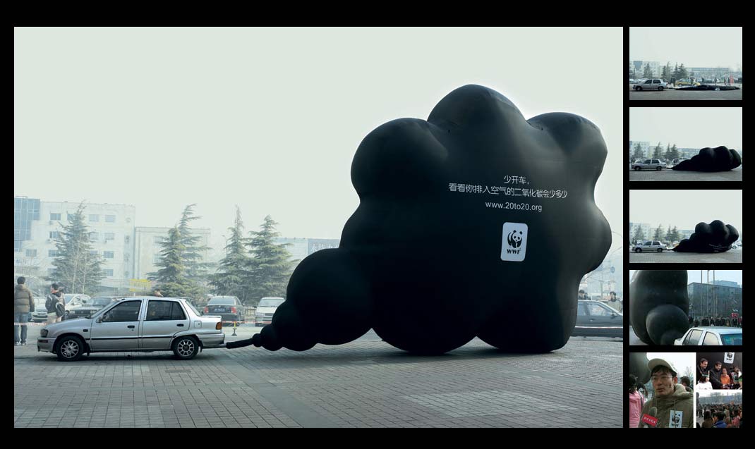 marketing du kích với đám mây khói khổng lồ sau ống xả xe hơi 