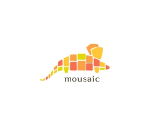 logo Mousaic - chuột kết hợp với họa tiết khảm và mảnh ghép