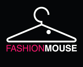 logo FashionMouse - đưa hình ảnh chú chuột vào trong chiếc móc áo