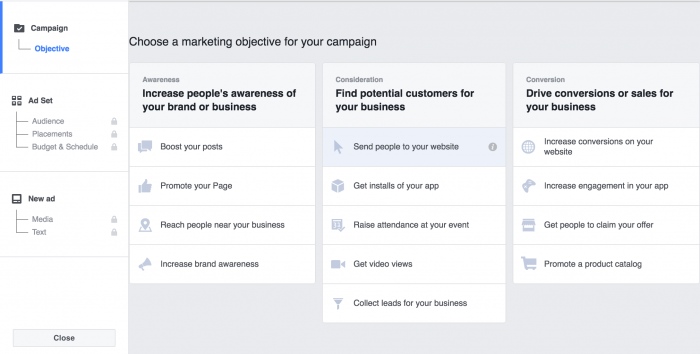 choose a marketing objective for your campaign