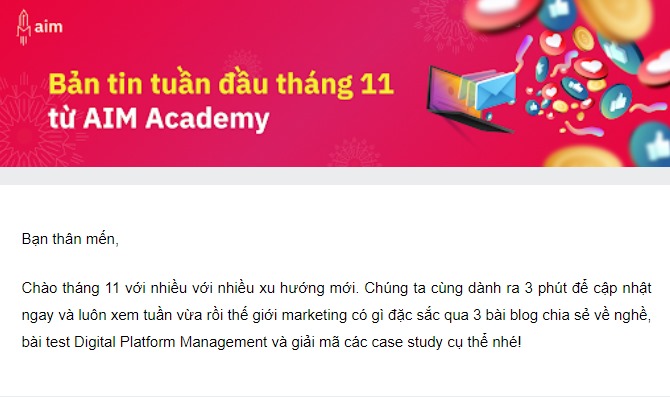 Định nghĩa về newsletter và mẫu email bản tin của AIM