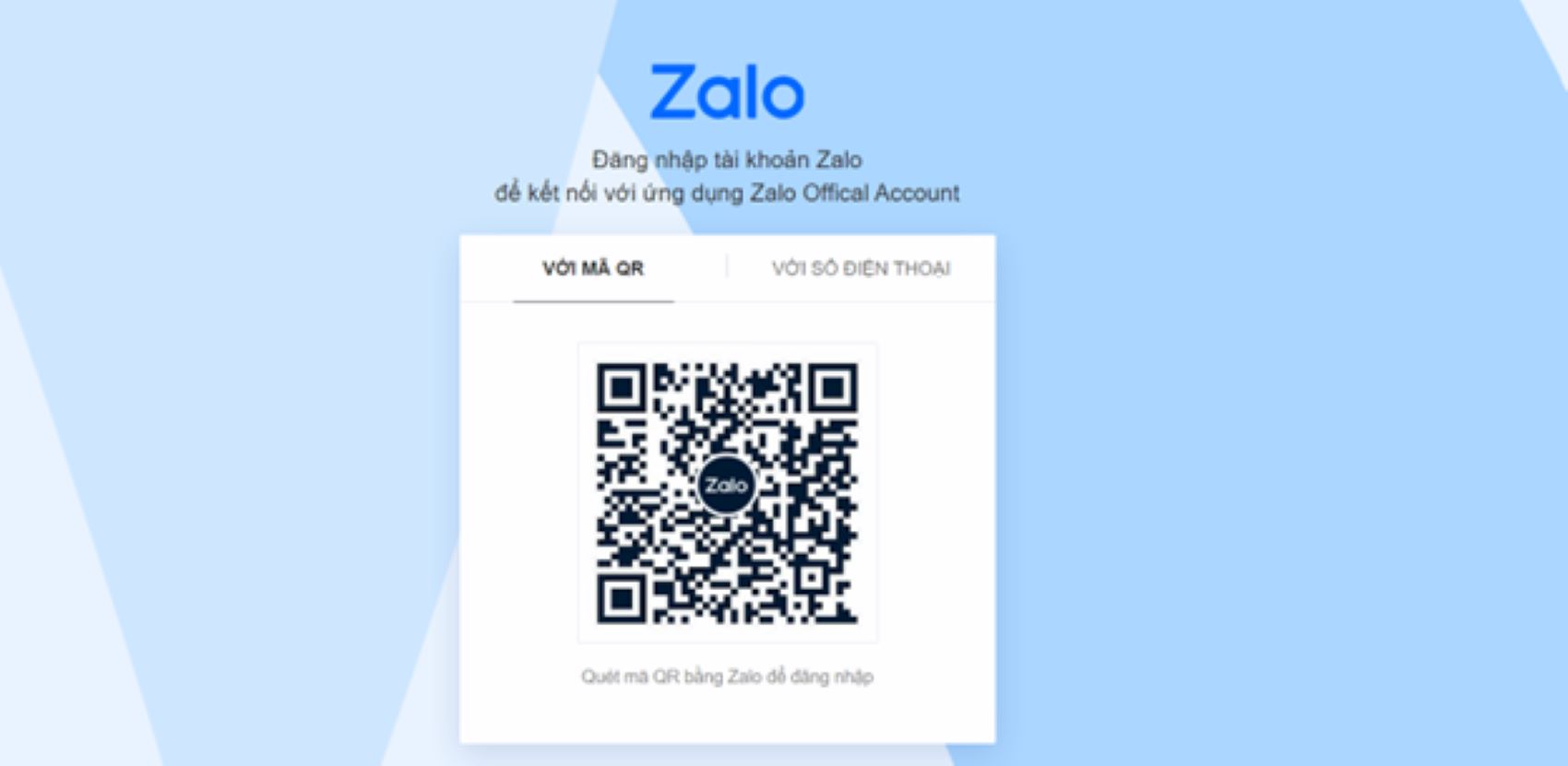 Để tạo Official Account, bạn phải đăng nhập vào tài khoản Zalo của mình trước