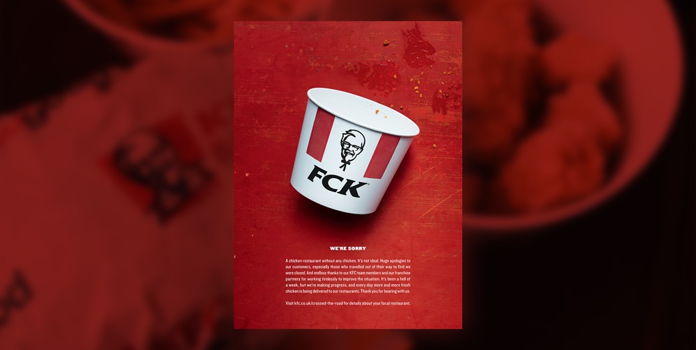 Mẫu print ads đến từ KFC là ví dụ điển hình cho mối liên hệ giữa print ads và quảng cáo hiện đại