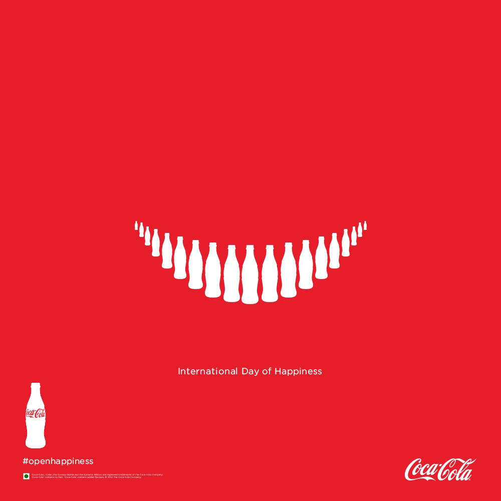 Mẫu print ads open happiness từ coca-cola là ví dụ nổi bật cho phương pháp repetition