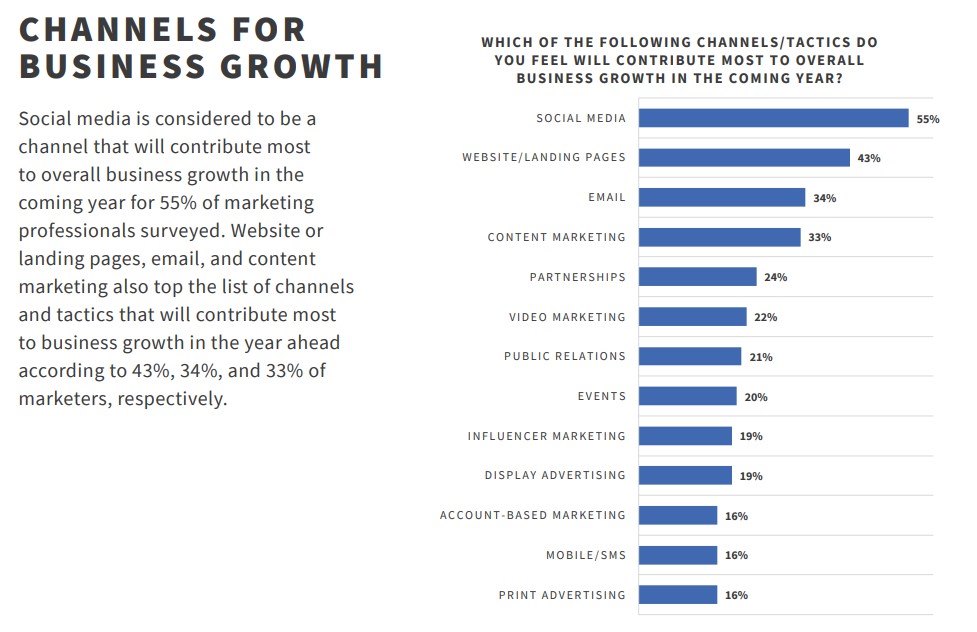 Ảnh thống kê các kênh multichannel marketing được nhận định sẽ mang lại thành công cho marketers trong năm sau