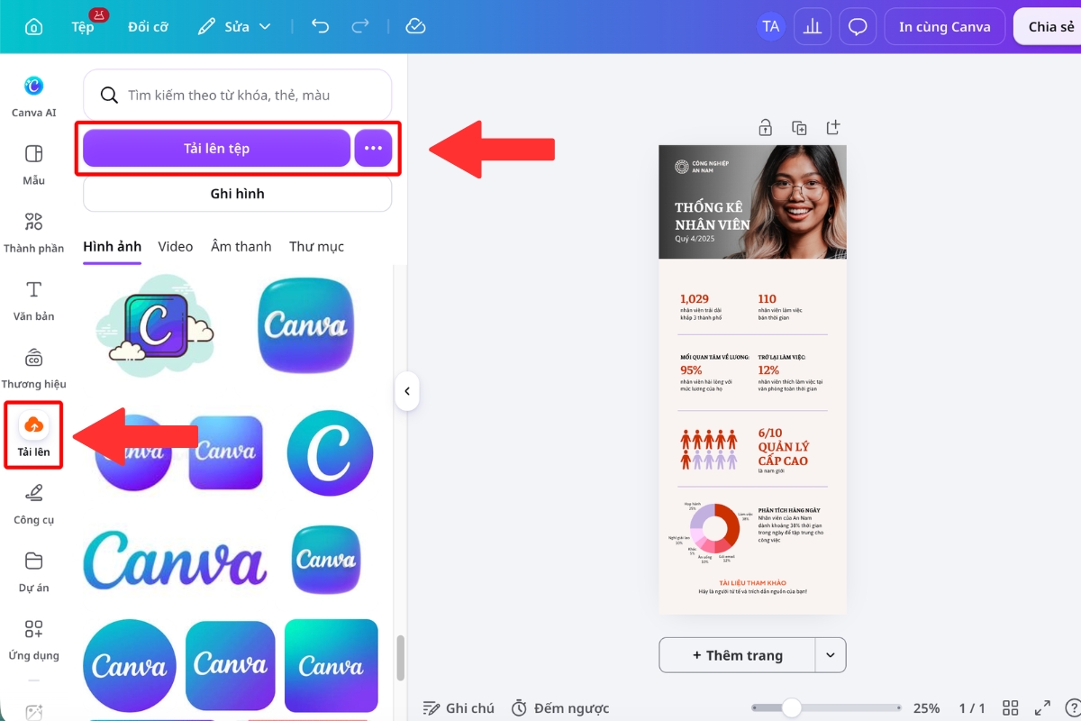 Tải logo, hình ảnh lên Canva